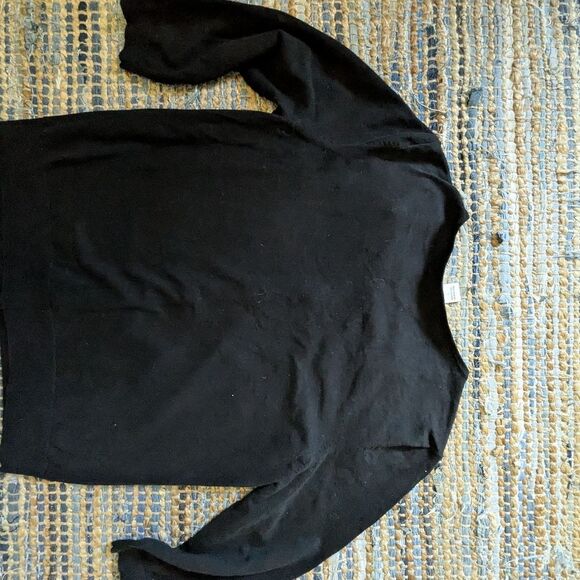 August Silk Dainty Beaded Bow Button Up Black Cardigan Sweater Large 3/4… - Picture 7 of 7